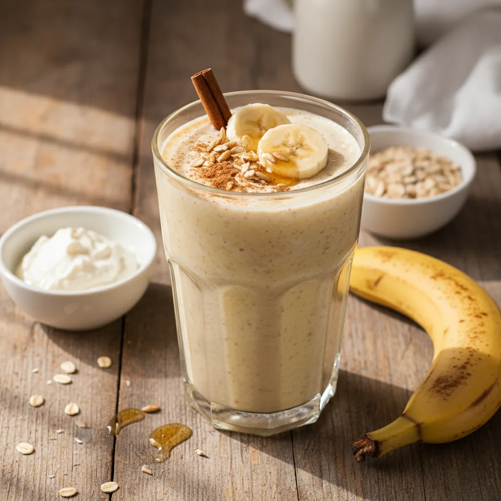 Banansmoothie med kvarg och havre