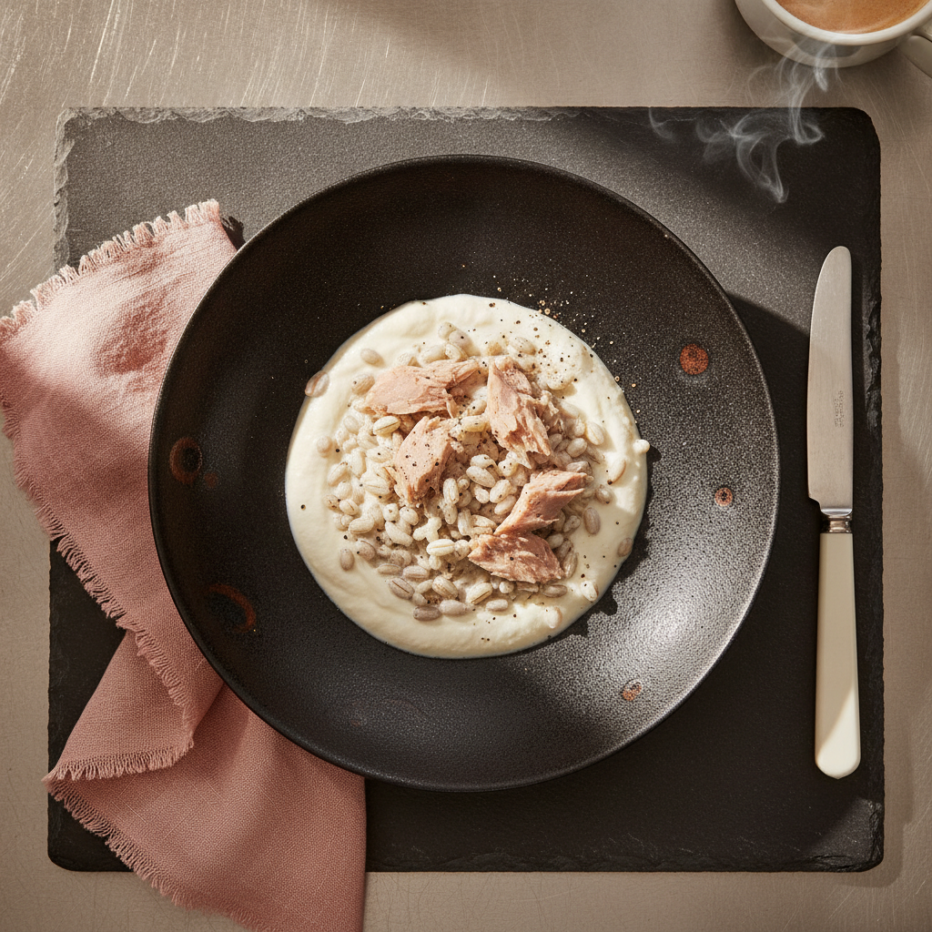 Byggröt med kvarg och tonfisk