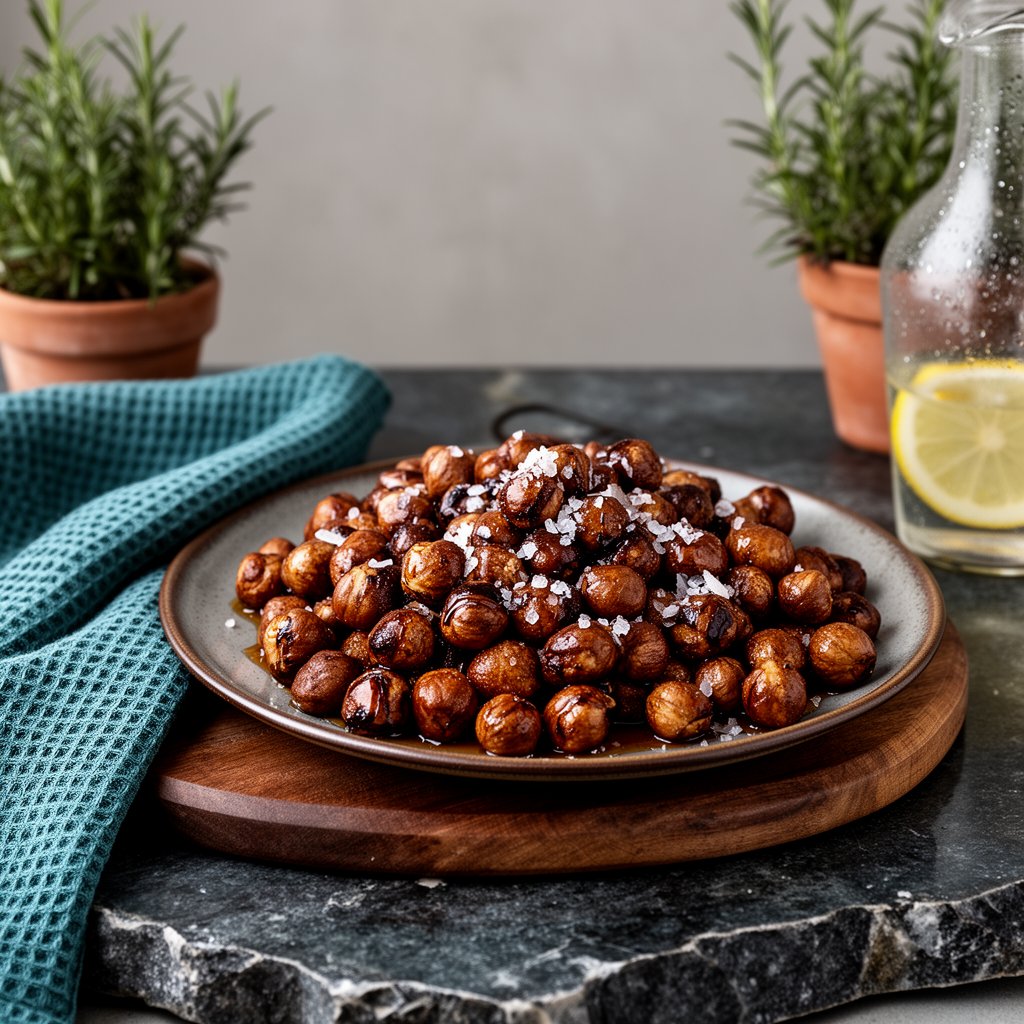 Brända hasselnötter med honung, kanel och flingsalt