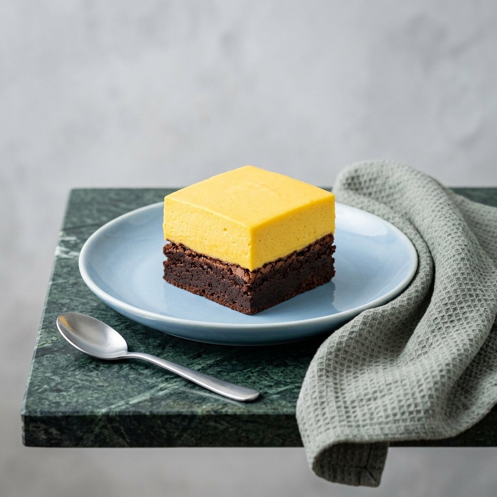 Brownie med mangomousse