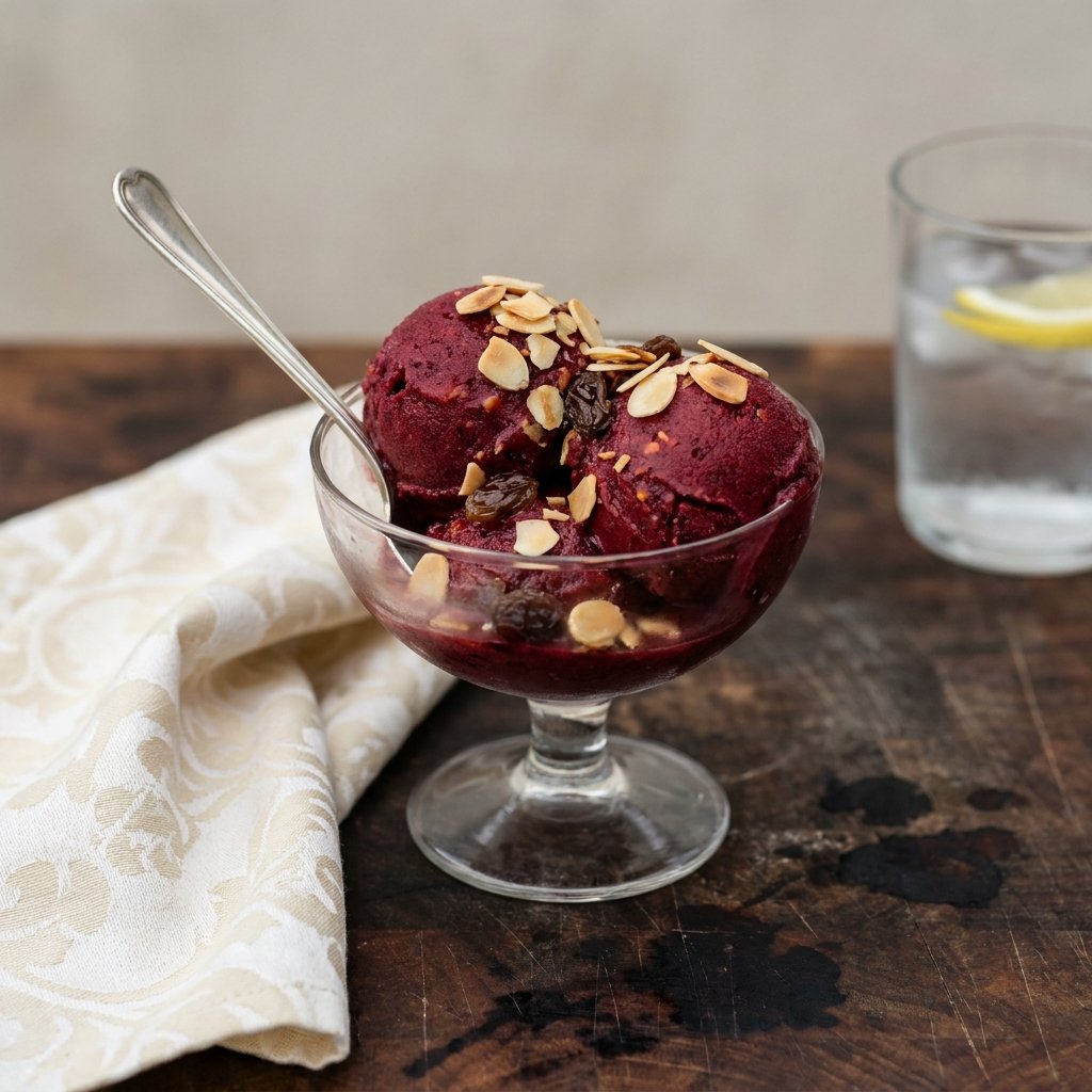 Glöggsorbet med apelsin, kardemumma och rostad mandel