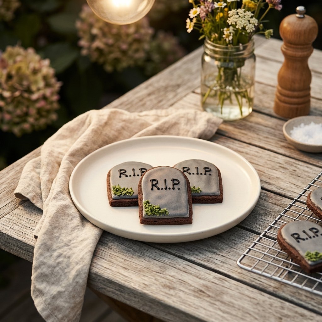 Gravstenskakor med Mörk Choklad och RIP-glasyr