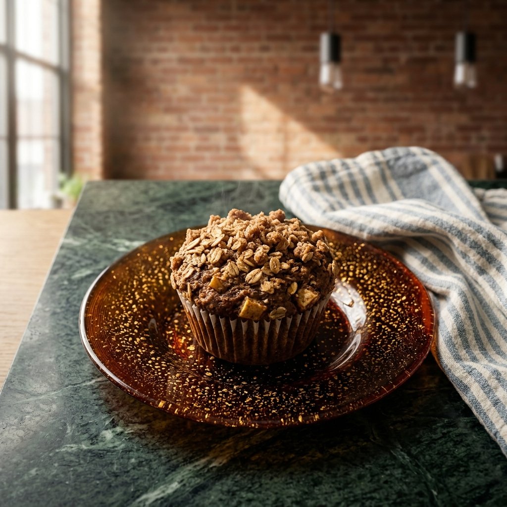Grova äppelmuffins med havre, kardemumma och kanelsmulor