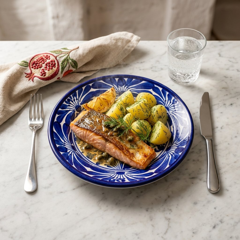 Smörstekt röding med brynt smör, citron och dillslungad potatis