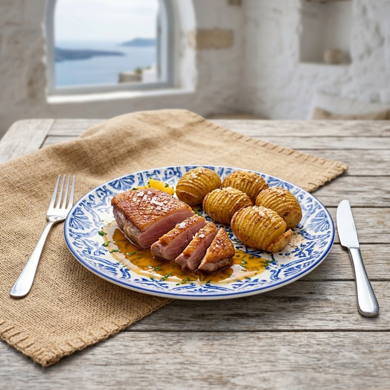 Ankbröst med apelsinsås och hasselbackspotatis