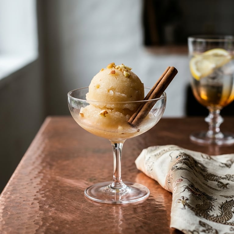 Äppelsorbet på svenska höstäpplen med torr cider och kanel