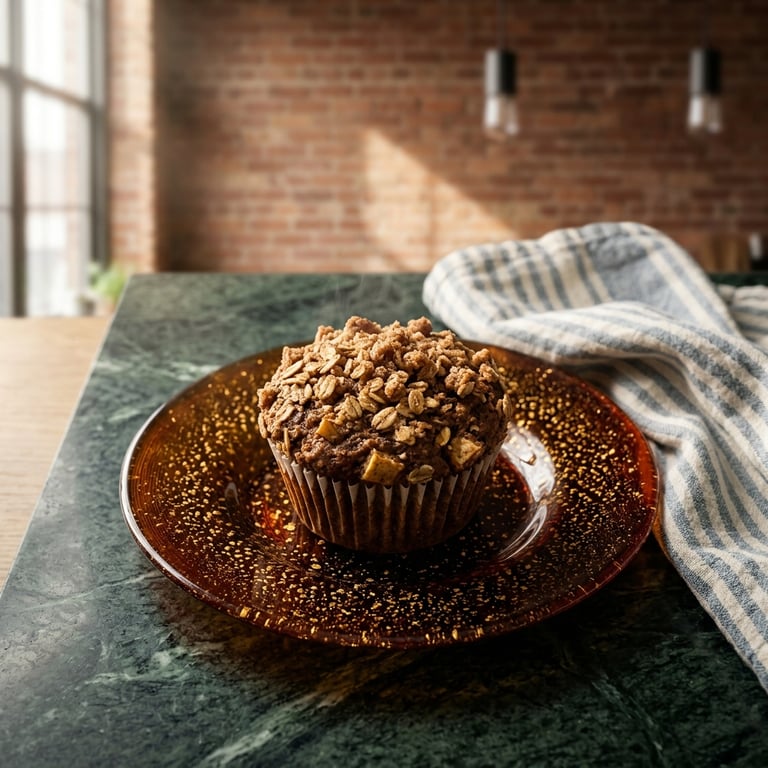 Grova äppelmuffins med havre, kardemumma och kanelsmulor