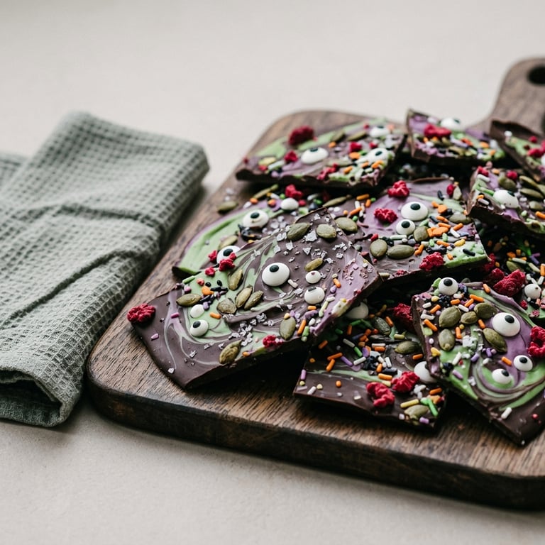 Monster-chokladbark med godisögon