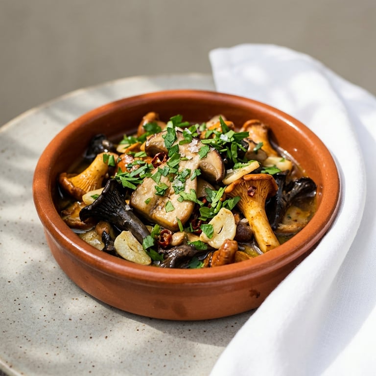 Setas al Ajillo – Vitlöksfrästa Skogssvampar med Fino-sherry och Persilja