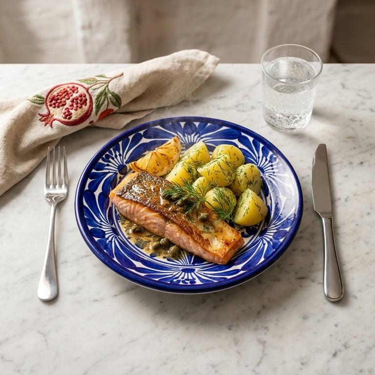 Smörstekt röding med brynt smör, citron och dillslungad potatis