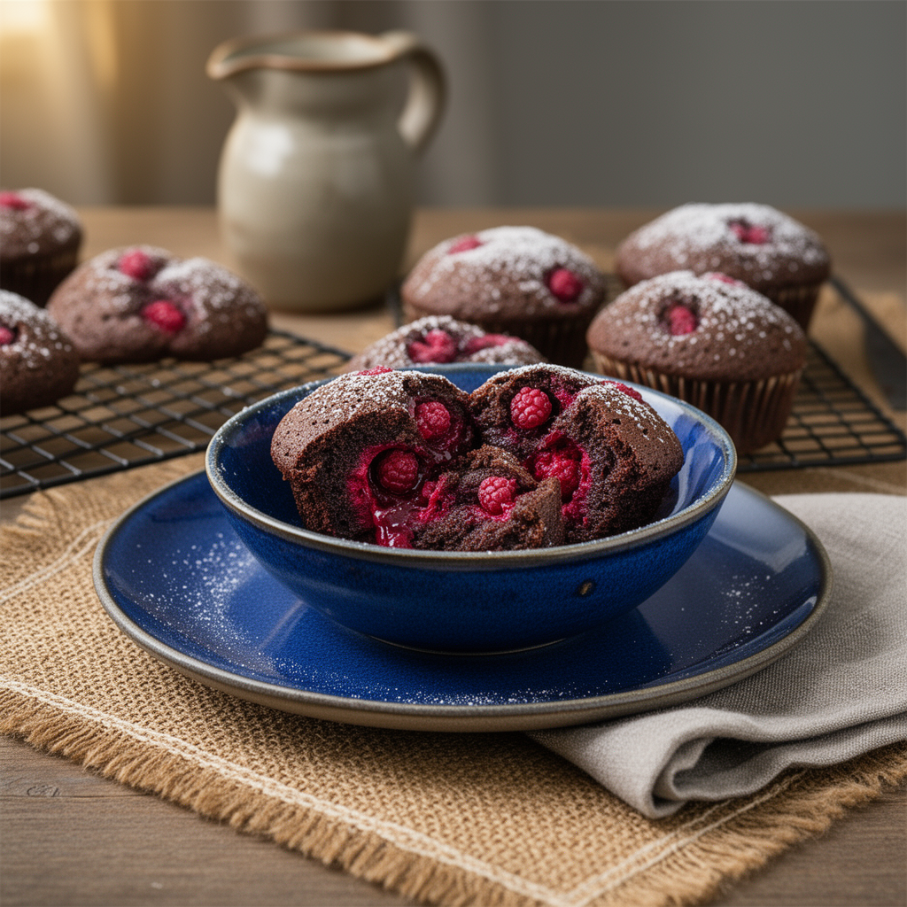 Chokladmuffins med hallon