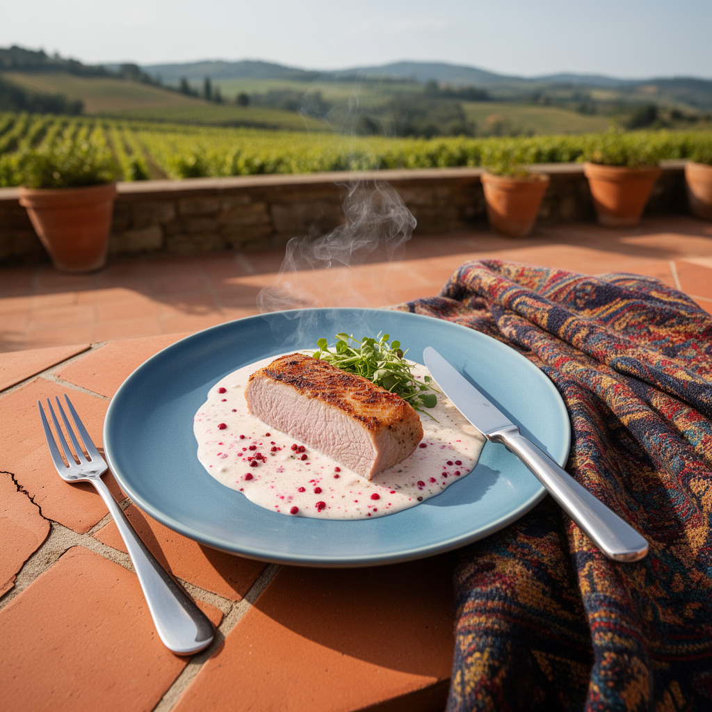 Fläskfilé i Rosépepparsås