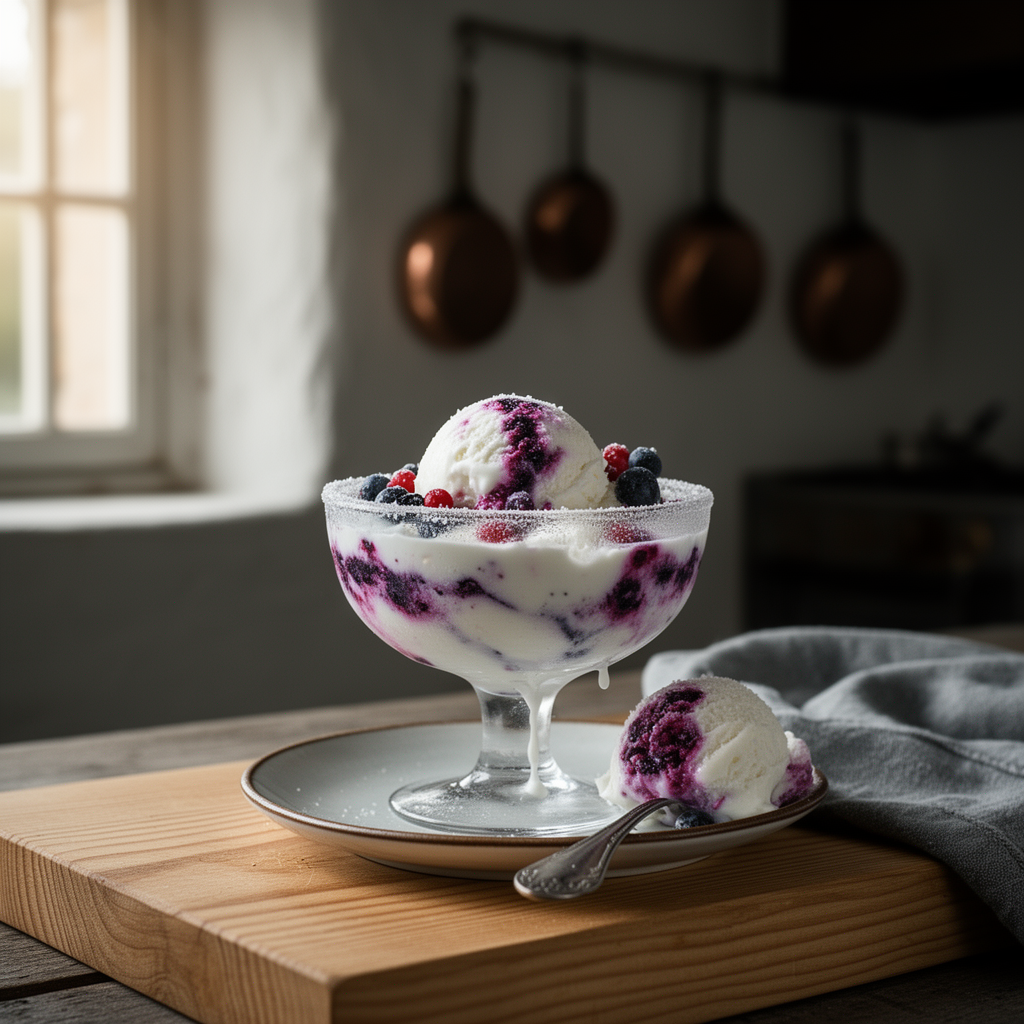 Frozen yoghurt med skogsbär