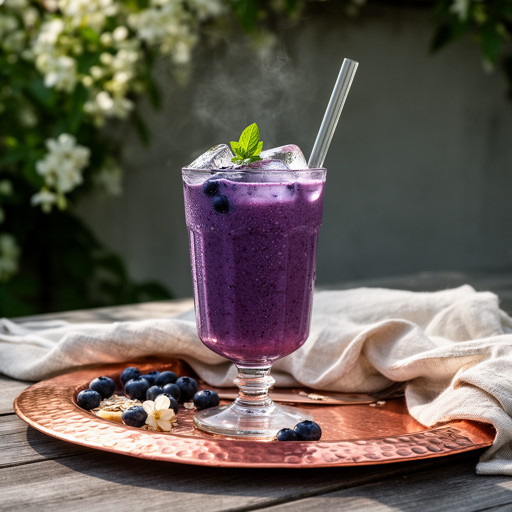 Frukostsmoothie med blåbär och banan